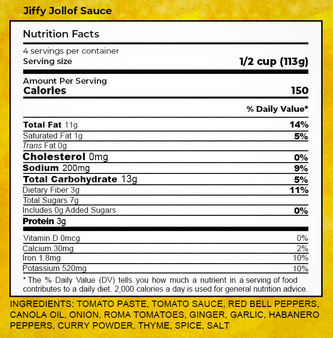 jiffy jollof sauce nutrition facts
