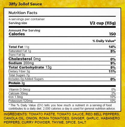jiffy jollof sauce nutrition facts